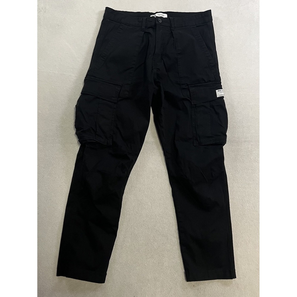 Zara Cargo Pants Men's Size 31 Black Cotton Blend Straight Leg Stretch